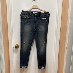 Zara Dark Blue Distressed Skinny Jeans